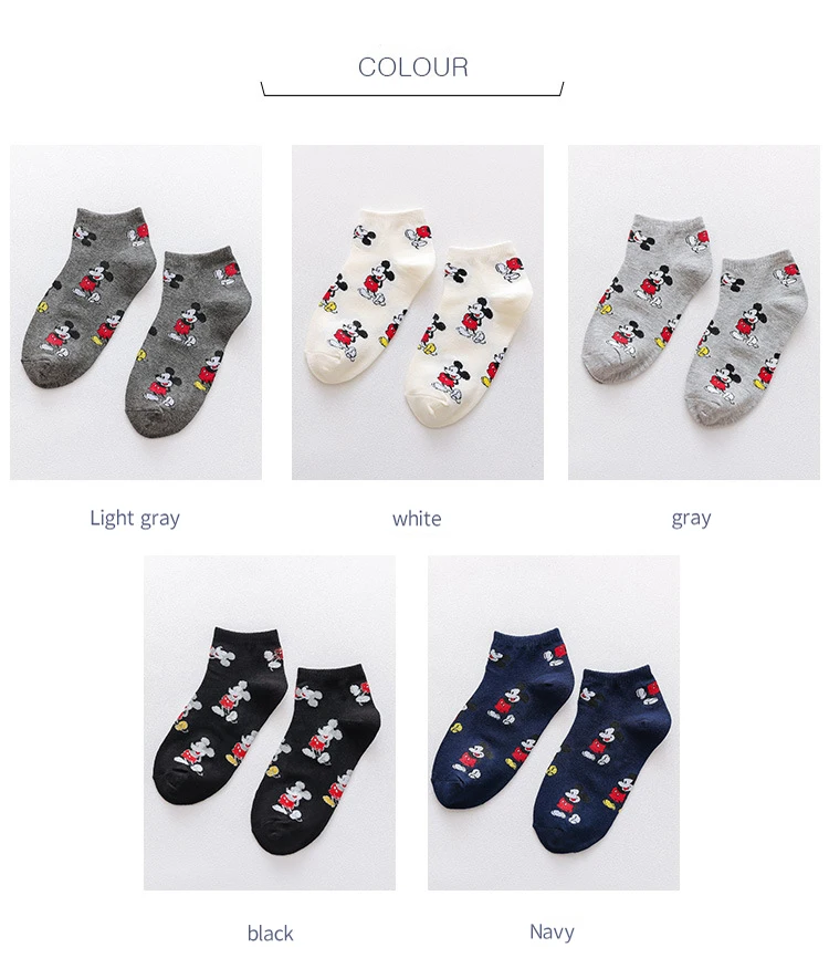 Disney Minnie Mickey Cartoon socks women Cotton Socks Women Pink Cute Cat Ankle Socks Short Socks Casual Gril Socks EUR 35-42