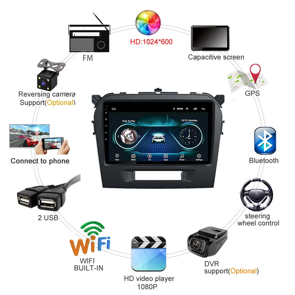 9 дюймов 2 din Android 8 1 автомобильный мультимедийный плеер для Suzuki Vitara 2015 2016 2017 2018 2019