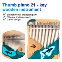 thumb piano 21 key portable wooden blue whale creativity kalimba for music lovers beginners musical instrument