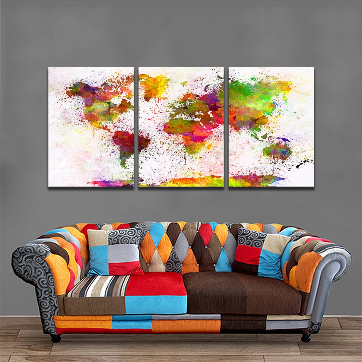 

Nordic Watercolor Map Posters and Prints Canvas Painting Wall Art Picture for Living Room Home Decoration No Frame