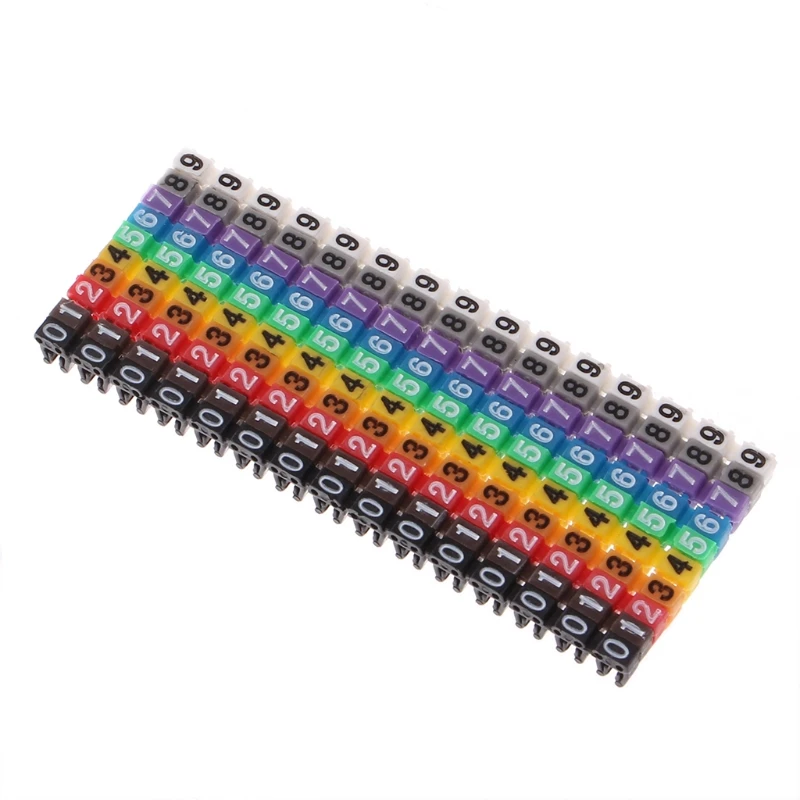 

150 Pcs Cable Markers Colourful C-Type Marker Number Tag Label For 2-3mm Wire
