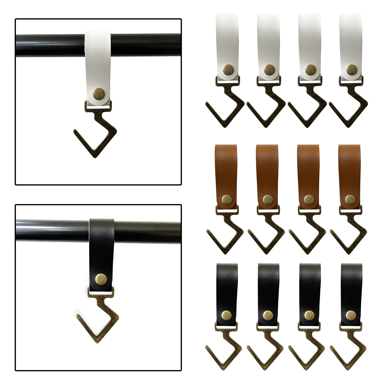 

Leather Strap Cookware Hanging Rack Hook Camping Outdoor Tools Towels Cups Pan Pot Hooks Hanger