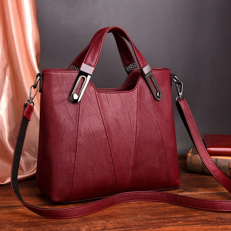 

Middle Aged Women's Bag New 2021 Cross Border Leisure Fashion Mother's Soft Leather Large Capacity One Shoulder Diagonal Handbag