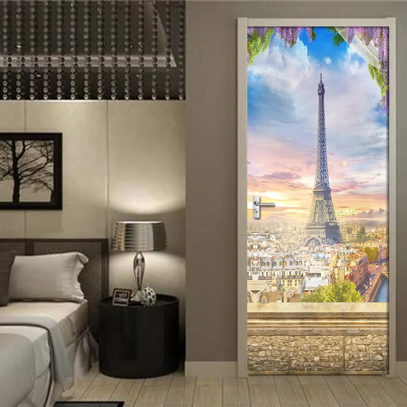 Наклейки на двери французской сцены Парижская башня декоративные Стикеры