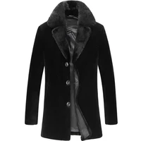 new real fur coat men lamb fur and sheep leather maxi coat mens shearling jacket black mens winter woolen coat plus size 5xl