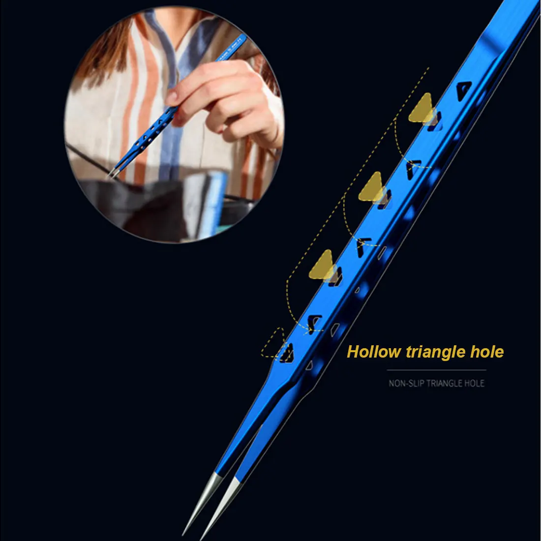 

Hollow heat-dissipating mechanical tweezers, thick and high hardness slender tweezers, used for mobile phone PCB IC tweezers rep