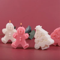 3d christmas tree candle mold aromatherapy gypsum mold gingerbread man handmade soap candle making silicone mold baking tools