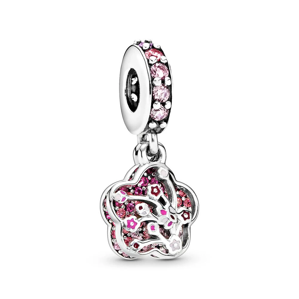 

Seialoy 2pcs/lot Purple Butterfly Flower Beaded Peach Blossom Daisy Dangle Charm Magnolia Pendant Fit Brands Bracelets Making