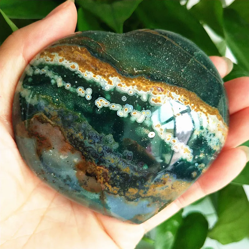 Натуральный морской яшма драгоценный камень сердце хрустальный минеральный