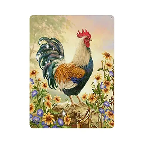 

Chicken Tin Sign Vintage Metal Sign Plaque Metal Vintage Farmhouse Wall Decor Rooster Retro Metal Signs