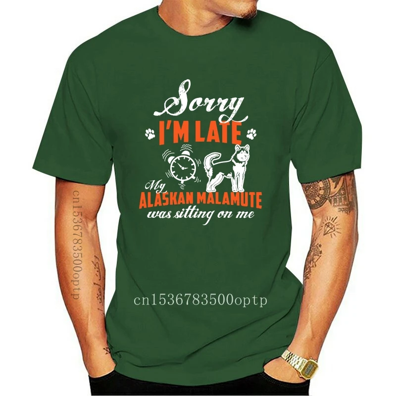 

Новинка 2021, модная мужская футболка, мой Аляска, маламут сидел на мне, футболка