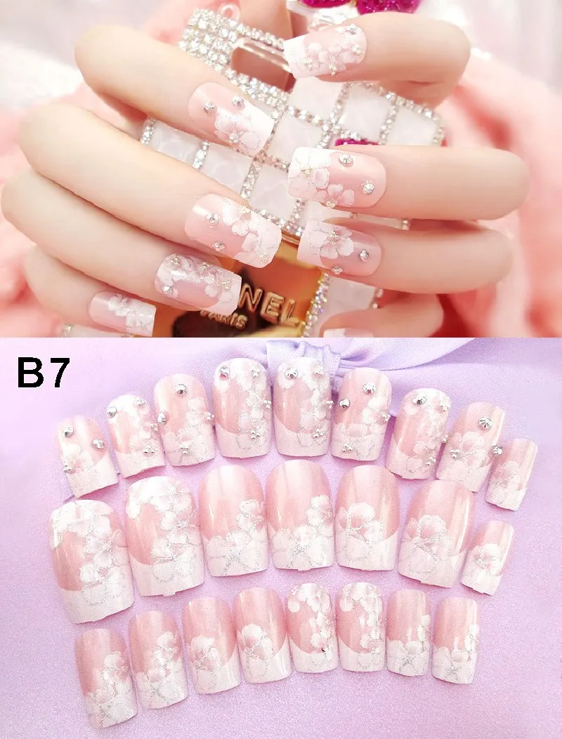 False B7 24 шт./компл. Винтаж золотая линия накладные ногти для ног, готовый короткий дизайн, полного покрытия, накладные ногти Пресс на ногати искусственные накладные ногти с клеем - Цвет: False B7