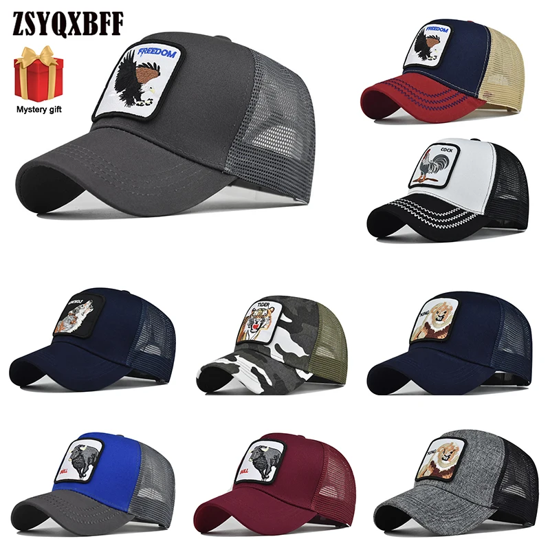 

Animal Baseball Cap Mesh Embroidered Men Women Snapback Hip Hop Cap Summer Breathable Mesh Sun Cartoon Unisex Streetwear