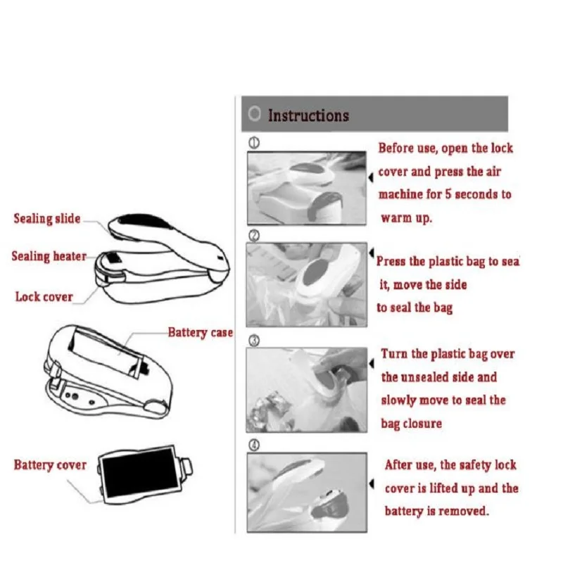 Portable Mini Food Sealing Machine For Bags Handy Heater Packing Package Sealer Clamps Kitchen Drop Ship | Дом и сад