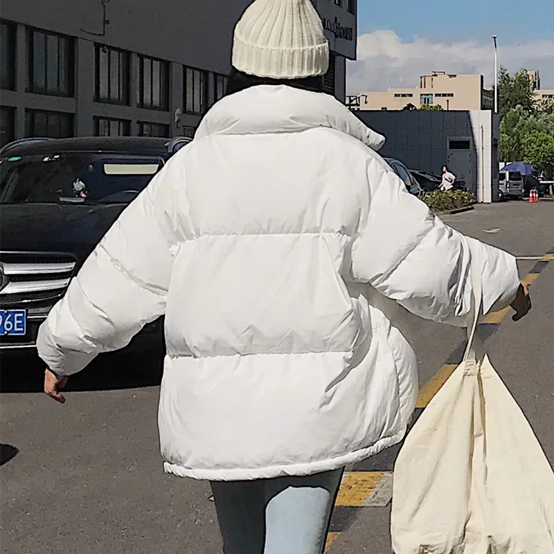 Утолщенные женские парки зима Повседневный свободный пуховик с высоким воротом женское теплое пальто с хлопковой подкладкой