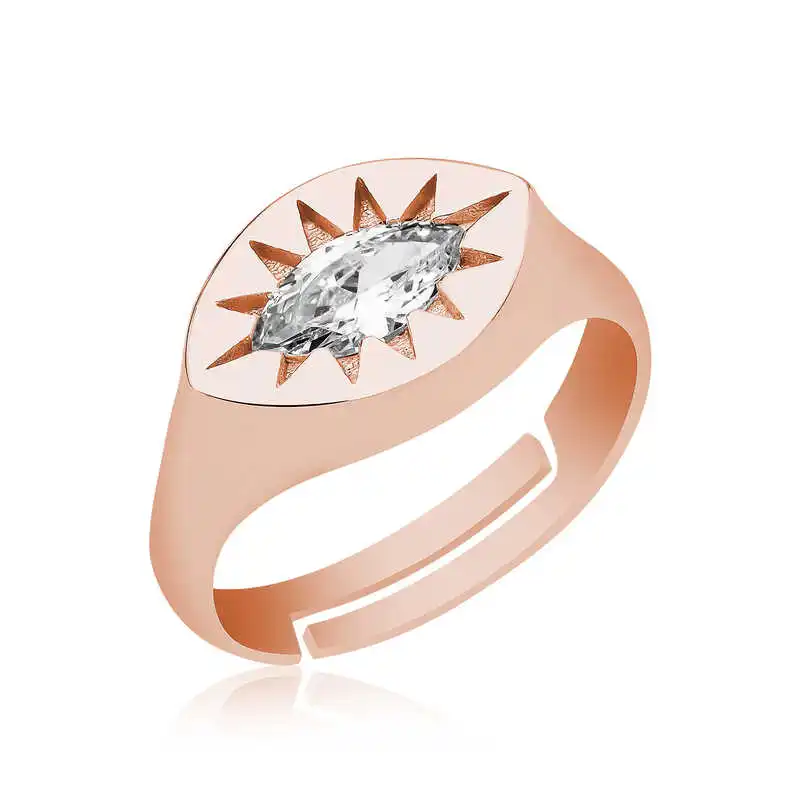 

Silver Adjustable Rose North Star Knight Templar Ring