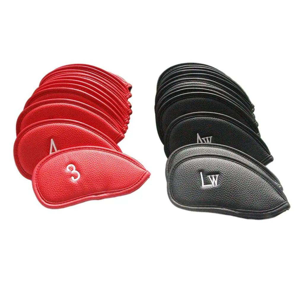 

12PCS Golf Club Head Cover Luxury PU Leather Golf Iron Club Head Protective Case On For Golf-Club Making Product Dust Cover