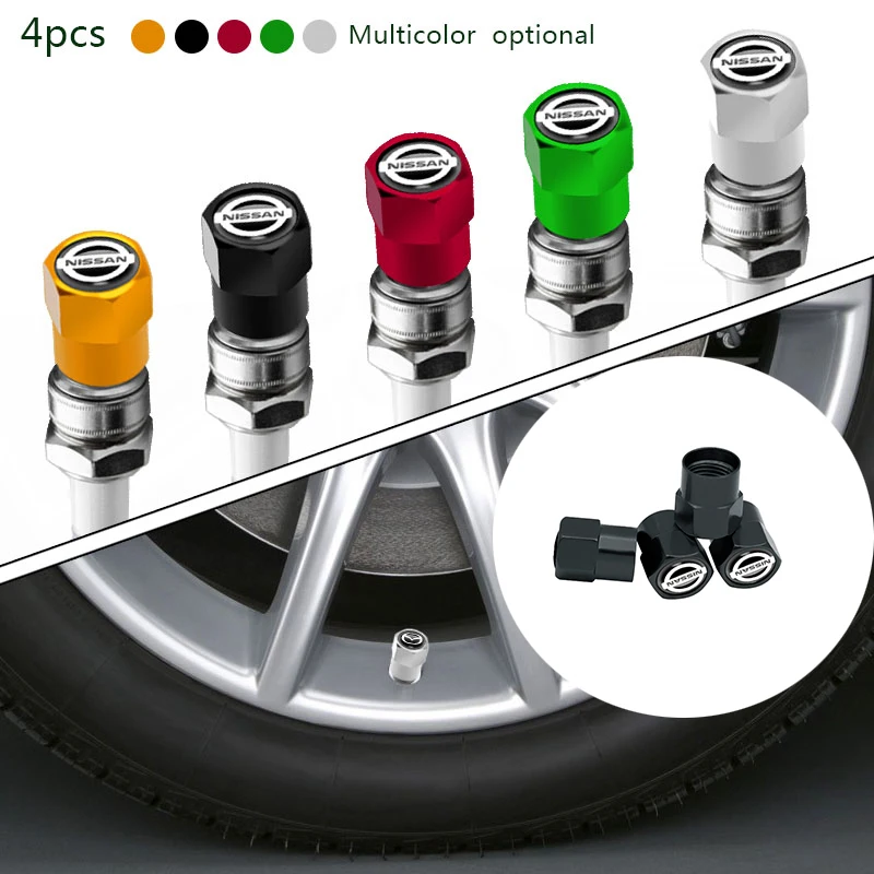 

4Pcs Car Goods Dustproof Cap Car Tire Valve Stem Caps Bolt-In For Nissan Nismo X-trail Qashqai Tiida Teana ect Car Accessories