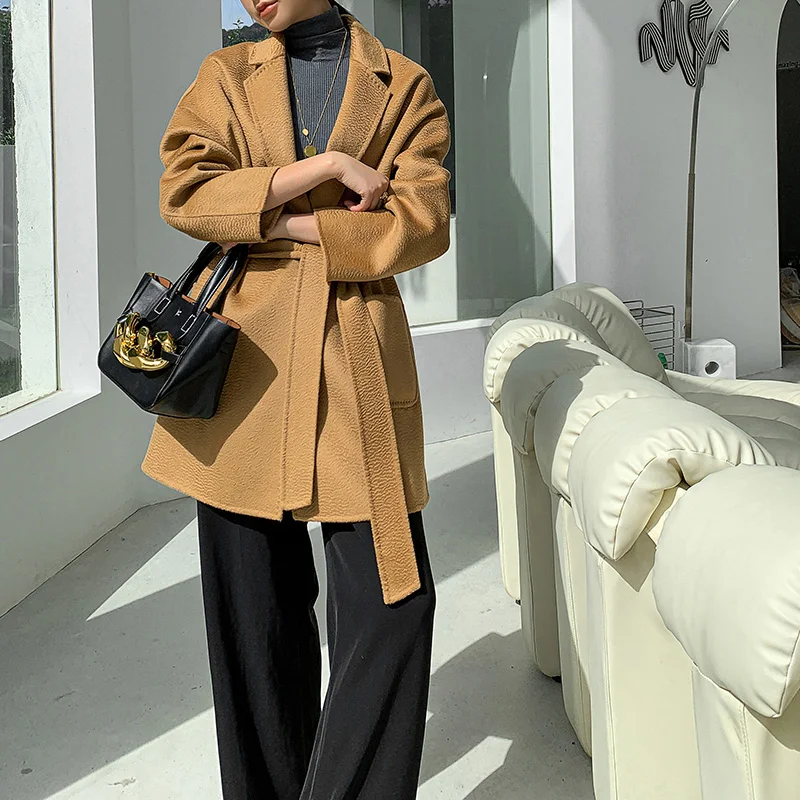

Women's new cashmere wool coat fashion warm long coat