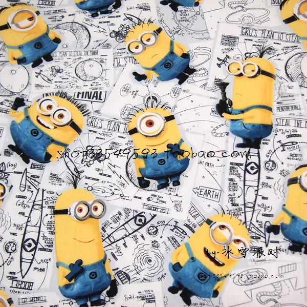 100*140 см желтый мультфильм хлопчатобумажная ткань для шитья DIY ручной работы
