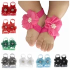 Симпатичные шифоновые босоножки для новорожденных с цветами