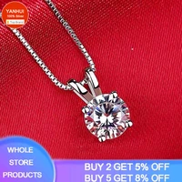 silver 925 necklace 2 0ct round diamond circle pendant necklace for women elegant clavicle necklace wedding jewelry wholesale