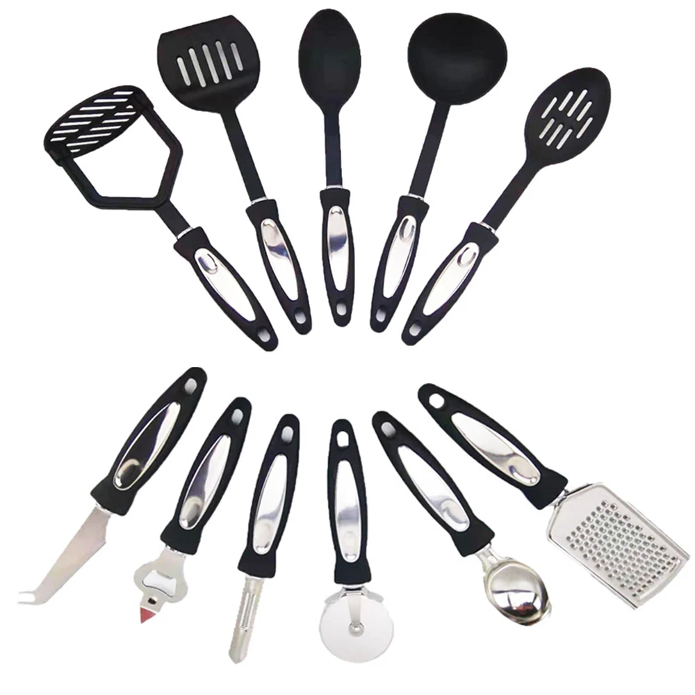 Набор кухонной утвари из нержавеющей стали и нейлона 12 предметов|Наборы кухонных