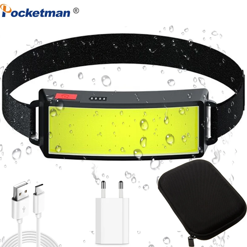 

Pocketman 30000LM Headlamp COB LED Headlight Powerful Built-in Battery Head Lamp USB Rechargeable Head Light Waterproof