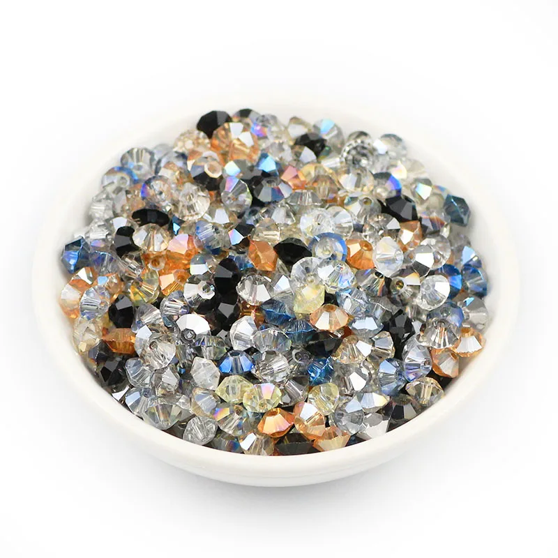 Стеклянные бусины, в форме летающей тарелки, с австрийскими кристаллами, 100 шт./лот, незакрепленные бусины в форме НЛО для изготовления ювелирных изделий, аксессуары для рукоделия, 4 мм х 6 мм