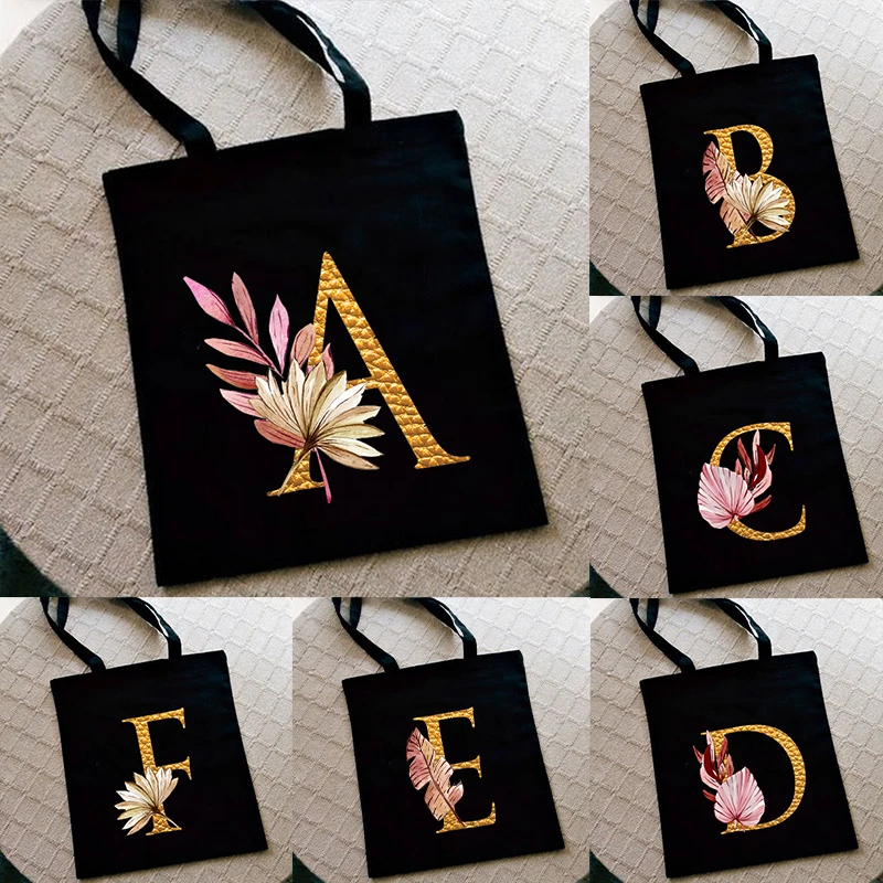 

Letter Printed Women Canvas Totes Handbag Female Cloth Shoulder Bags Young Ladies Casual Shopping Bag Girls Reusable Folding Bag