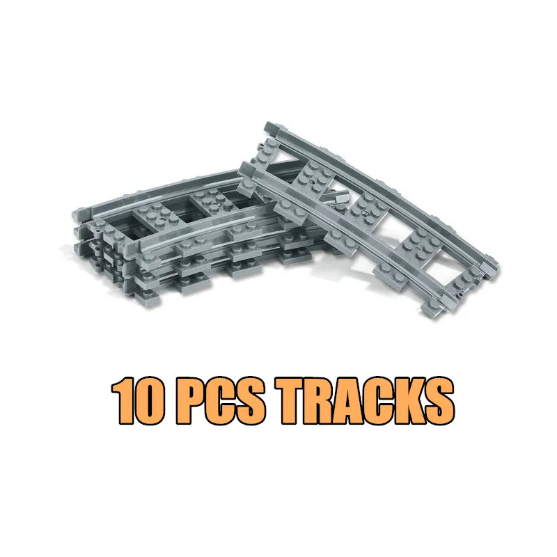 Curved-Track-10pcs Радиоуправляемый моторный двигатель с функцией питания, с принтом неба, поезд, модель, строительные блоки, кирпичи, игрушки для мальчиков, подарок на день рождения - Цвет: Curved-Track-10pcs