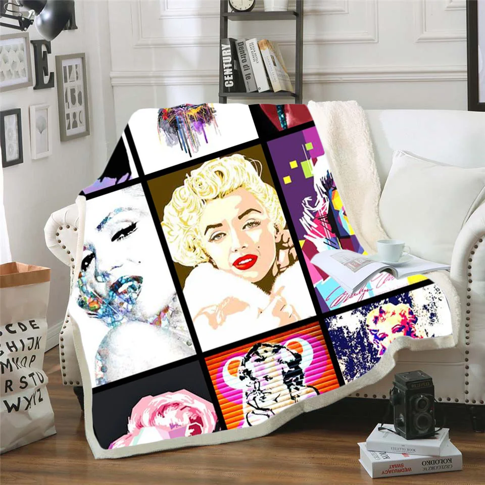 

Marilyn Monroe 3d printed fleece blanket for Beds Hiking Picnic Thick Quilt Fashionable Bedspread Sherpa Throw Blanket style-10
