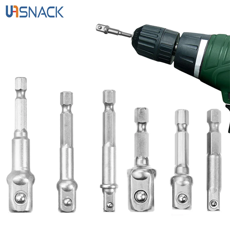 

Chrome Vanadium Steel Socket Adapter Hex Shank To 1/4" 3/8" 1/2" Extension Drill Bits Bar Hex Bit Set Power Tools Parts