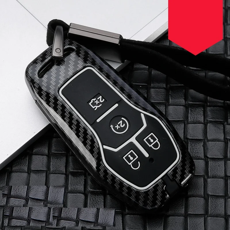 New carbon black Автомобильный Брелок дистанционного управления с ключом из углеродного волокна, чехол для Ford Fusion Mondeo Mustang F-150 Explorer Edge - Название цвета: New carbon black