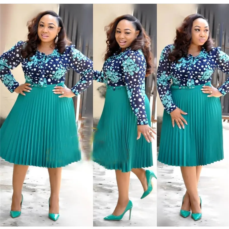 

2019 Elegent fashion style african women plus size polyester knee-length dress L-3XL