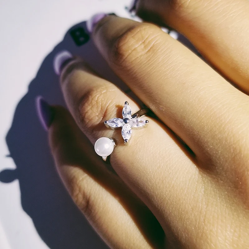 Женские регулируемые Открытые Кольца moonso черные Серебристые/золотистые кольца с