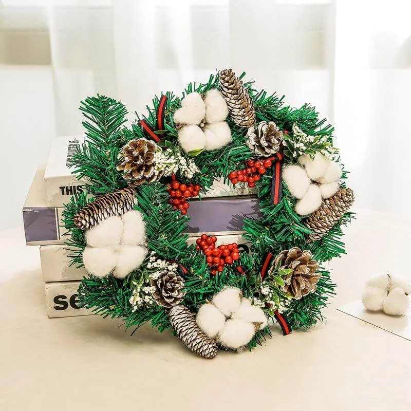 Christmas Wreath Nut &amp Cotton Door Decoration | Дом и сад