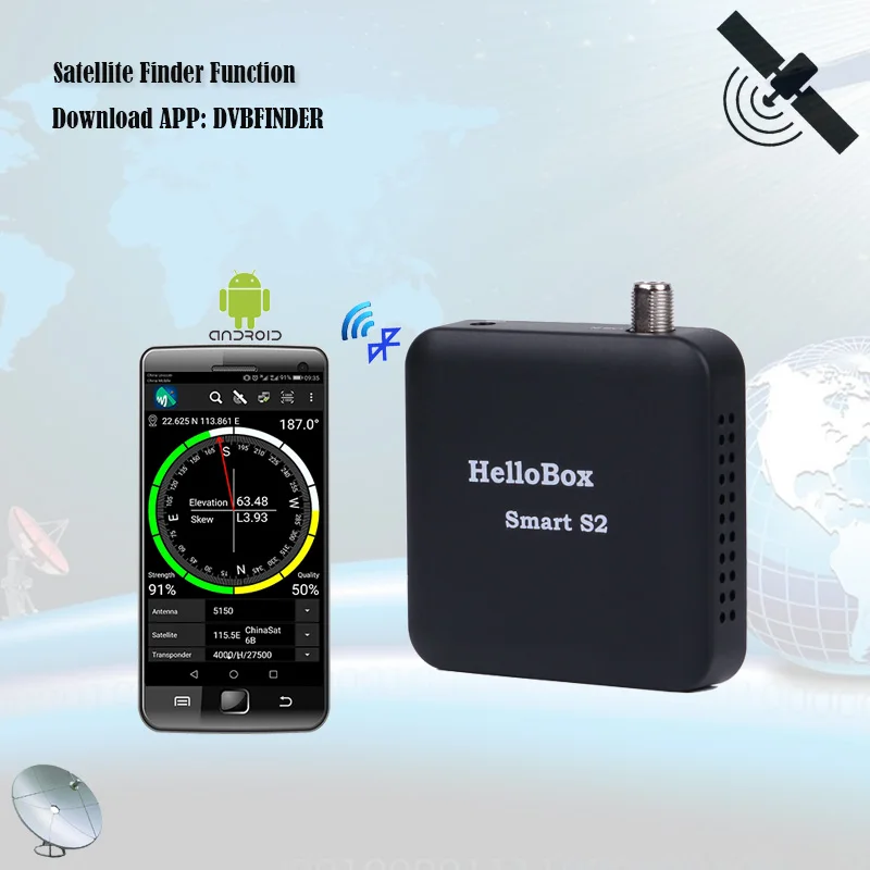 Hellobox Receiver TV Satellite Satellite Finder Tuner Smart S2 Support IOS/Android/Windows System Play On Mobile phone/tablet/PC