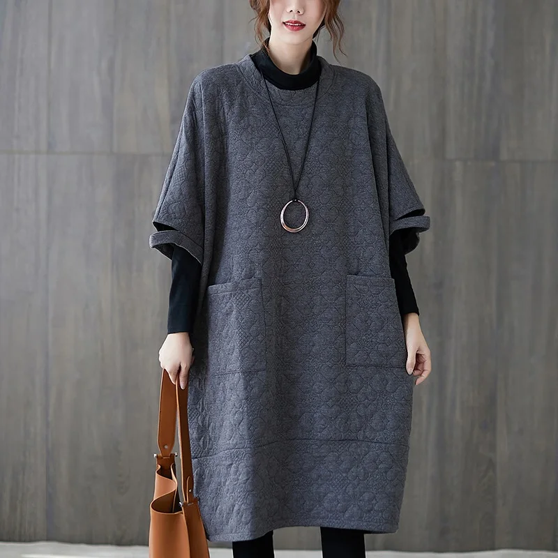 

plus size cotton vintage floral for women casual loose midi autumn winter dress elegant clothes 2021 ladies dresses