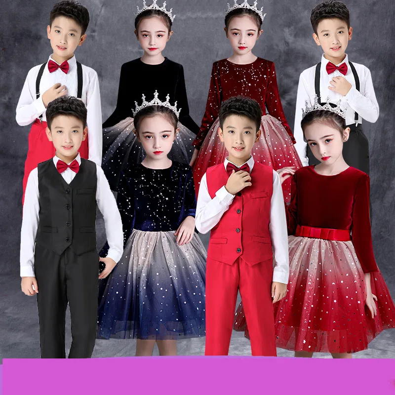 Костюм для учащихся школы костюм выступлений конкурсов поэзии и ректации платье