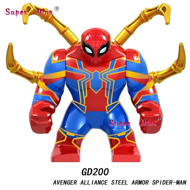 GD200 Одиночные Marvel Мстители Человек-паук Hellfire Elementals Zephyr Hydron Sandman Большие размеры Халк танос Железный человек строительные блоки детские игрушки - Цвет: GD200