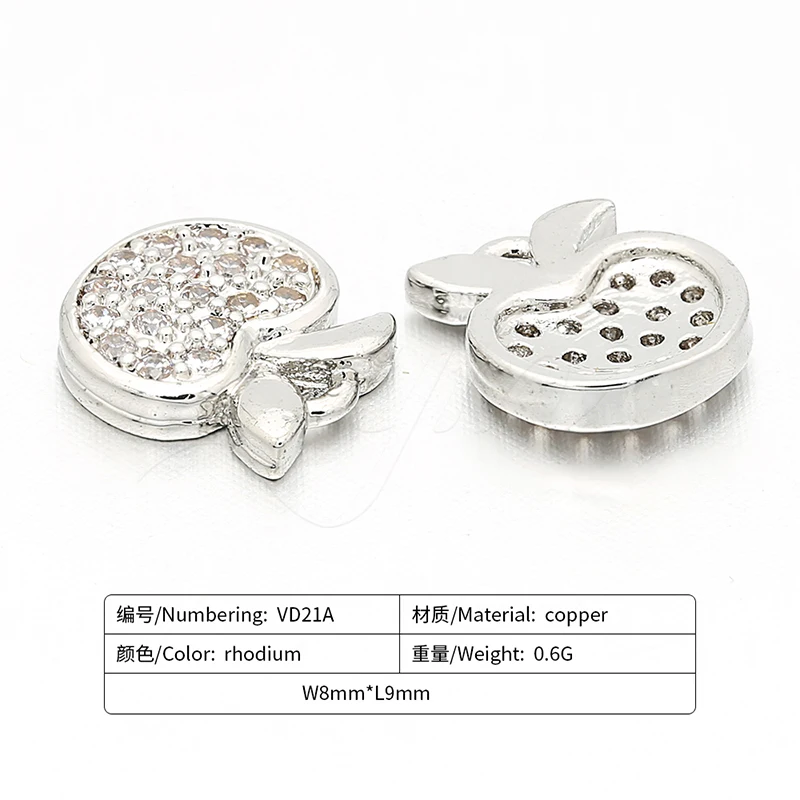 8 мм * 9 латунные кубические циркониевые аксессуары в форме яблока с микро