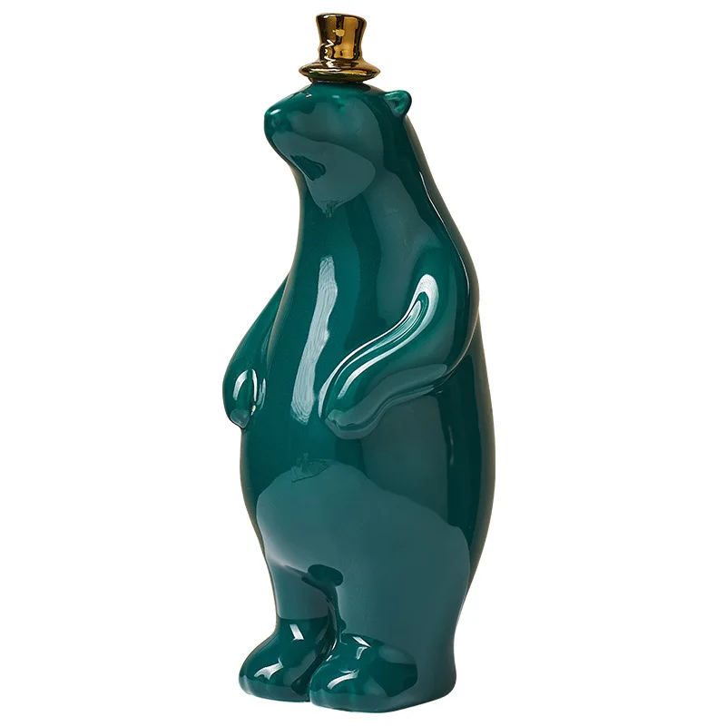

Nordic light luxury ceramic bear ornamental living room Xuanguan decorative wine cabinet TV cabinet office desktop crafts