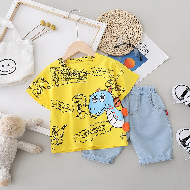 Новинка летняя одежда для маленьких девочек модные Мультяшные футболки и шорты