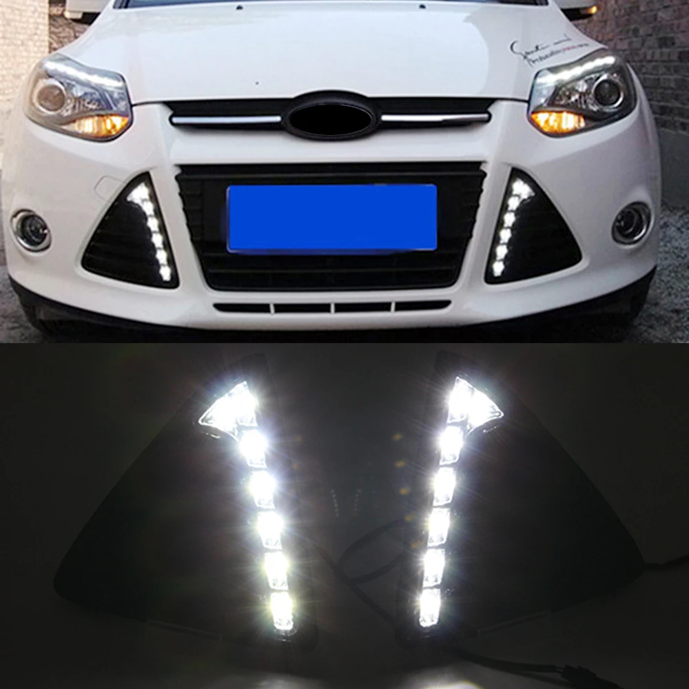 DRL светодиодная противотуманная фара с желтым поворотным сигналом для Ford Focus 3 MK3