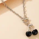 Лидер продаж, новое модное ожерелье с цепочкой до ключицы в виде вишни, подвески серебряного цвета, полые геометрические украшения для вечеринки, аксессуары