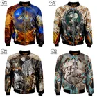 Мужская зимняя куртка-бомбер с объемным рисунком, в стиле Харадзюку