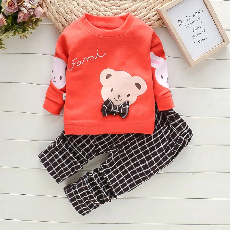 

children Clothing Set Spring Autumn Fashion Cotton Tops+pants 2pcs Kids Boys Girls Outfits For 1-4Y Cartoon Clothing
