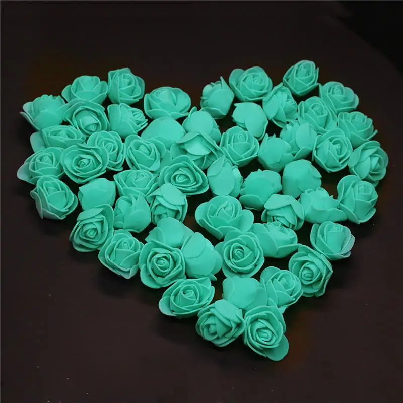 mint green 50 шт 100 шт 500 шт Дешевые мини темно-синие ПЭ Пена головка розы поддельные цветы, изготовленные вручную Свадебные украшения - Цвет: mint green