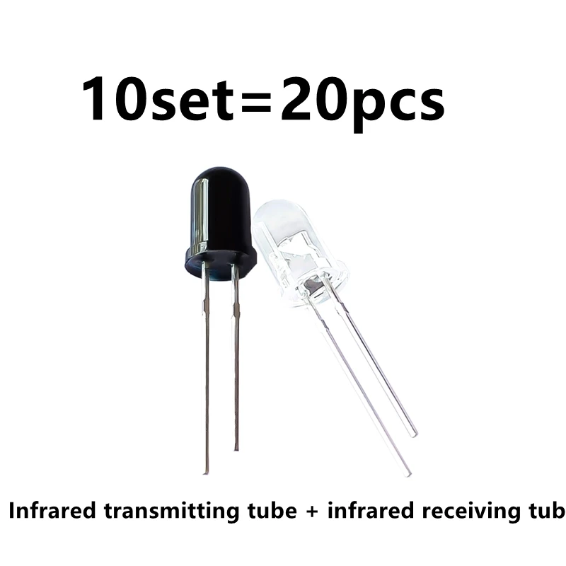 

Инфракрасная трансляционная трубка 5 мм + Инфракрасная приемная трубка F5 круглого типа светодиода (10 наборов = 20 шт.)